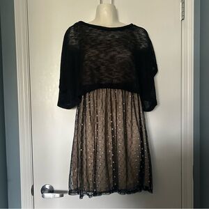 LUSH Black & Nude Dress with Metallic Detail